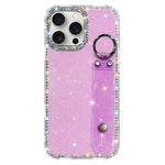Capa de telemóvel com suporte de pulseira com glitter de pedras brilhantes, para iPhone 17 Pro, para iPhone 17, para iPhone Air, para iPhone 16 Pro Max, para iPhone 16 Pro, para iPhone 16 Plus, para iPhone 16, para iPhone 15 Pro Max