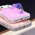 Capa de telemóvel com suporte de pulseira com glitter de pedras brilhantes, para iPhone 17 Pro, para iPhone 17, para iPhone Air, para iPhone 16 Pro Max, para iPhone 16 Pro, para iPhone 16 Plus, para iPhone 16, para iPhone 15 Pro Max