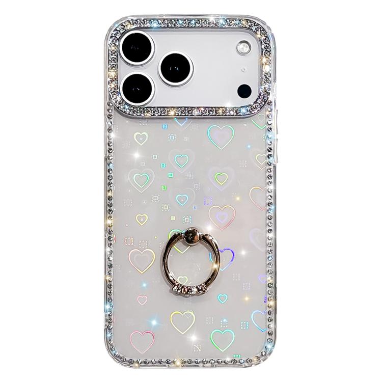 Capa de telemóvel híbrida em TPU e PC IMD com suporte anelar e strass em ambos os lados, para iPhone 17 Pro Max, para iPhone 17 Pro, para iPhone 17, para iPhone Air, para iPhone 16 Pro Max, para iPhone 16 Pro, para iPhone 16 Plus, para iPhone 16