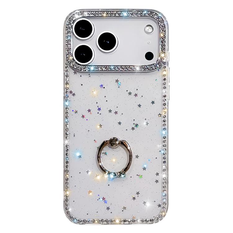 Capa de telemóvel híbrida em TPU e PC IMD com suporte anelar e strass em ambos os lados, para iPhone 17 Pro Max, para iPhone 17 Pro, para iPhone 17, para iPhone Air, para iPhone 16 Pro Max, para iPhone 16 Pro, para iPhone 16 Plus, para iPhone 16