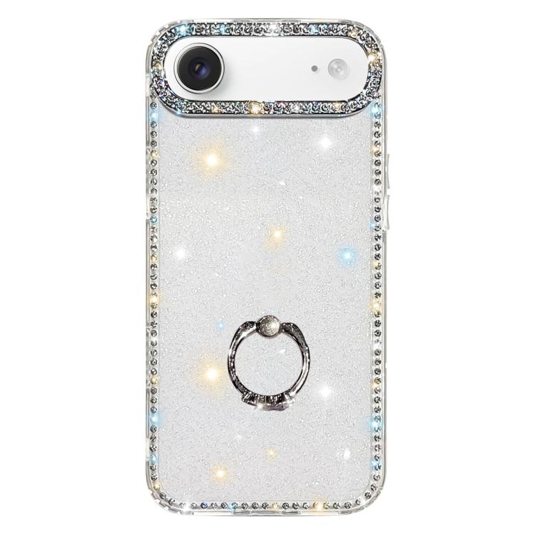 Capa de telemóvel híbrida em TPU e PC IMD com suporte anelar e strass em ambos os lados, para iPhone 17 Pro Max, para iPhone 17 Pro, para iPhone 17, para iPhone Air, para iPhone 16 Pro Max, para iPhone 16 Pro, para iPhone 16 Plus, para iPhone 16