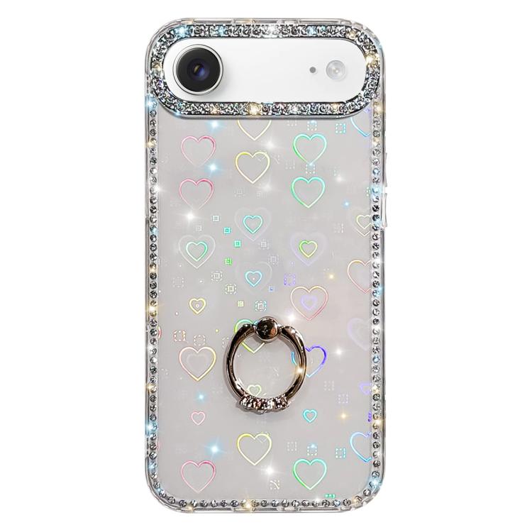 Capa de telemóvel híbrida em TPU e PC IMD com suporte anelar e strass em ambos os lados, para iPhone 17 Pro Max, para iPhone 17 Pro, para iPhone 17, para iPhone Air, para iPhone 16 Pro Max, para iPhone 16 Pro, para iPhone 16 Plus, para iPhone 16