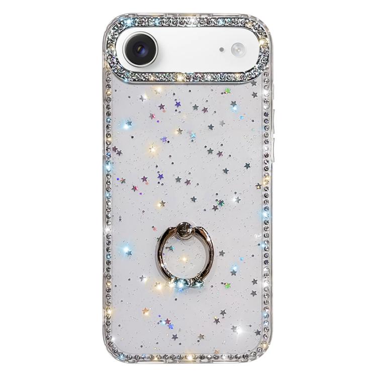 Capa de telemóvel híbrida em TPU e PC IMD com suporte anelar e strass em ambos os lados, para iPhone 17 Pro Max, para iPhone 17 Pro, para iPhone 17, para iPhone Air, para iPhone 16 Pro Max, para iPhone 16 Pro, para iPhone 16 Plus, para iPhone 16