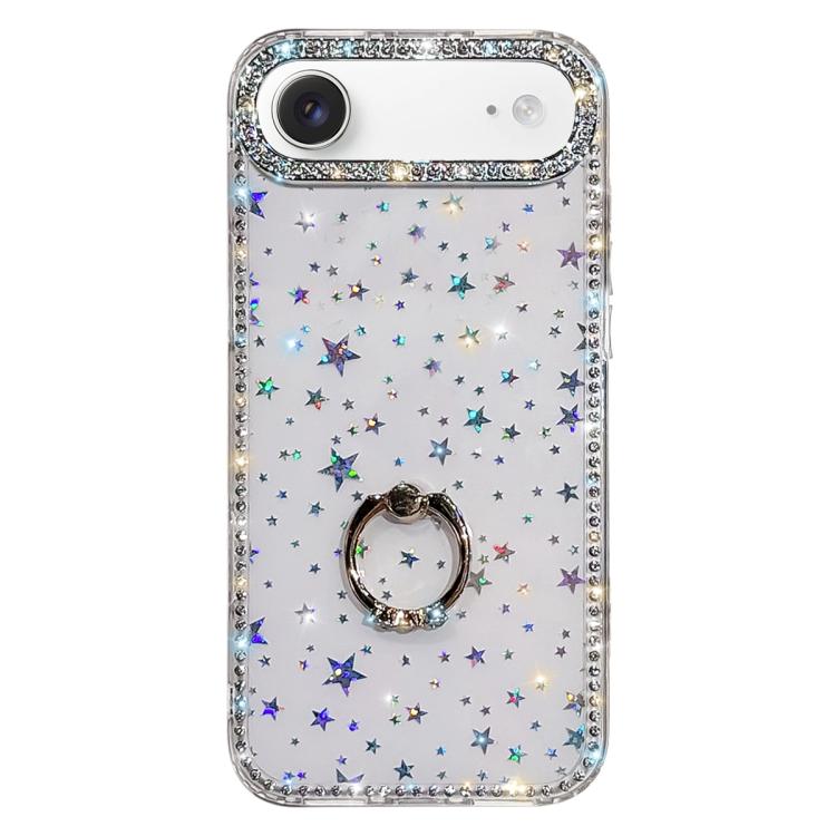 Capa de telemóvel híbrida em TPU e PC IMD com suporte anelar e strass em ambos os lados, para iPhone 17 Pro Max, para iPhone 17 Pro, para iPhone 17, para iPhone Air, para iPhone 16 Pro Max, para iPhone 16 Pro, para iPhone 16 Plus, para iPhone 16