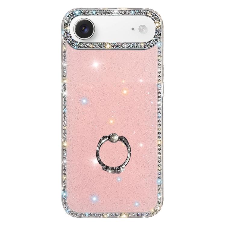 Capa de telemóvel híbrida em TPU e PC IMD com suporte anelar e strass em ambos os lados, para iPhone 17 Pro Max, para iPhone 17 Pro, para iPhone 17, para iPhone Air, para iPhone 16 Pro Max, para iPhone 16 Pro, para iPhone 16 Plus, para iPhone 16