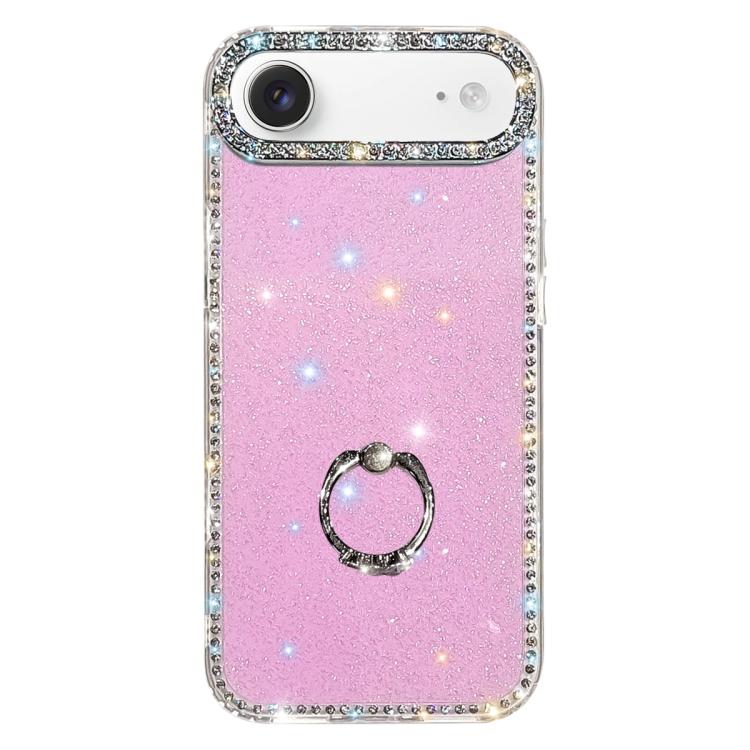 Capa de telemóvel híbrida em TPU e PC IMD com suporte anelar e strass em ambos os lados, para iPhone 17 Pro Max, para iPhone 17 Pro, para iPhone 17, para iPhone Air, para iPhone 16 Pro Max, para iPhone 16 Pro, para iPhone 16 Plus, para iPhone 16