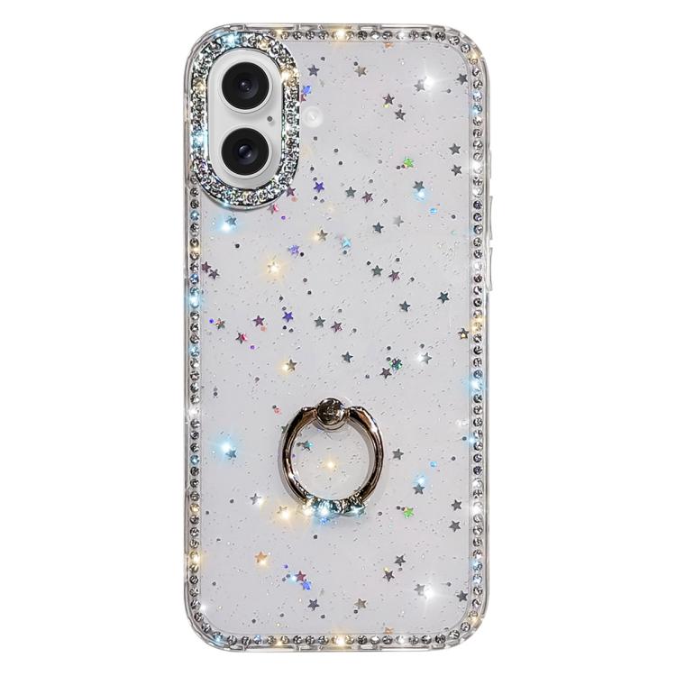 Capa de telemóvel híbrida em TPU e PC IMD com suporte anelar e strass em ambos os lados, para iPhone 17 Pro Max, para iPhone 17 Pro, para iPhone 17, para iPhone Air, para iPhone 16 Pro Max, para iPhone 16 Pro, para iPhone 16 Plus, para iPhone 16