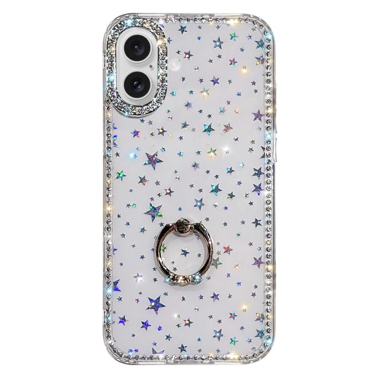 Capa de telemóvel híbrida em TPU e PC IMD com suporte anelar e strass em ambos os lados, para iPhone 17 Pro Max, para iPhone 17 Pro, para iPhone 17, para iPhone Air, para iPhone 16 Pro Max, para iPhone 16 Pro, para iPhone 16 Plus, para iPhone 16