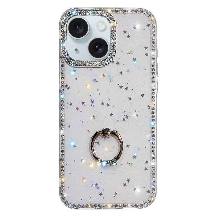 Capa de telemóvel híbrida em TPU e PC IMD com suporte anelar e strass em ambos os lados, para iPhone 15 Pro Max, para iPhone 15 Pro, para iPhone 15, para iPhone 14, para iPhone 14 Pro, para iPhone 14 Pro Max, para iPhone 13 Pro Max, para iPhone 13 Pro