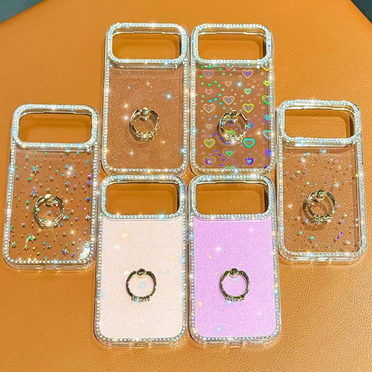 Capa de telemóvel híbrida em TPU e PC IMD com suporte anelar e strass em ambos os lados, para iPhone 17 Pro Max, para iPhone 17 Pro, para iPhone 17, para iPhone Air, para iPhone 16 Pro Max, para iPhone 16 Pro, para iPhone 16 Plus, para iPhone 16