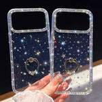 Capa de telemóvel híbrida em TPU e PC IMD com suporte anelar e strass em ambos os lados, para iPhone 17 Pro Max, para iPhone 17 Pro, para iPhone 17, para iPhone Air, para iPhone 16 Pro Max, para iPhone 16 Pro, para iPhone 16 Plus, para iPhone 16