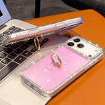 Capa de telemóvel híbrida em TPU e PC IMD com suporte anelar e strass em ambos os lados, para iPhone 17 Pro Max, para iPhone 17 Pro, para iPhone 17, para iPhone Air, para iPhone 16 Pro Max, para iPhone 16 Pro, para iPhone 16 Plus, para iPhone 16