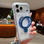 Capa de telemóvel magnética com suporte metálico pivotante transparente, para iPhone 17 Pro Max, para iPhone 17 Pro