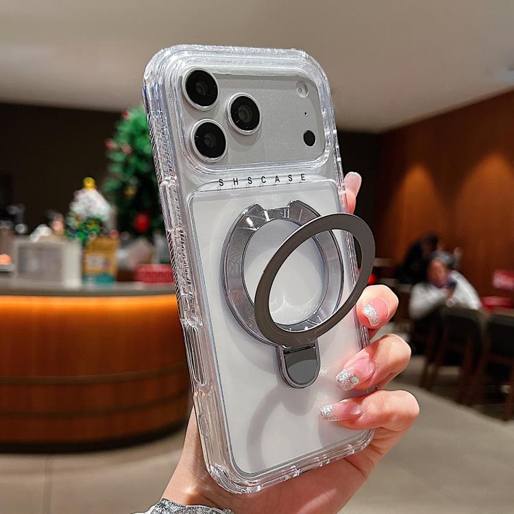 Capa de telemóvel magnética com suporte metálico pivotante transparente, para iPhone 17 Pro Max, para iPhone 17 Pro