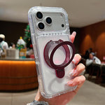 Capa de telemóvel magnética com suporte metálico pivotante transparente, para iPhone 17 Pro Max, para iPhone 17 Pro