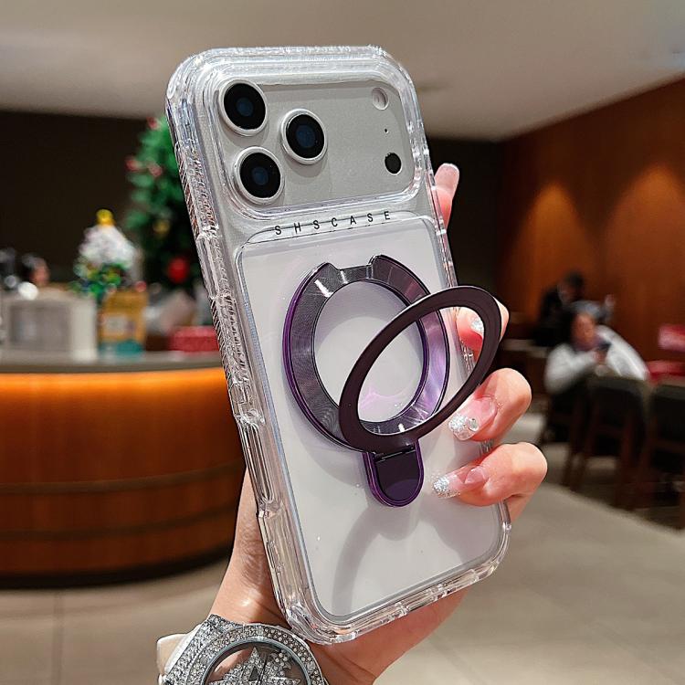 Capa de telemóvel magnética com suporte metálico pivotante transparente, para iPhone 17 Pro Max, para iPhone 17 Pro