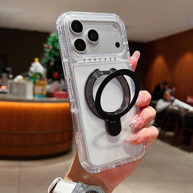Capa de telemóvel magnética com suporte metálico pivotante transparente, para iPhone 17 Pro Max, para iPhone 17 Pro