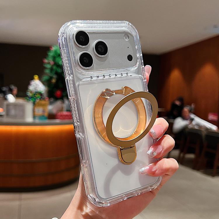 Capa de telemóvel magnética com suporte metálico pivotante transparente, para iPhone 17 Pro Max, para iPhone 17 Pro