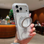 Capa de telemóvel magnética com suporte metálico pivotante transparente, para iPhone 17 Pro Max, para iPhone 17 Pro