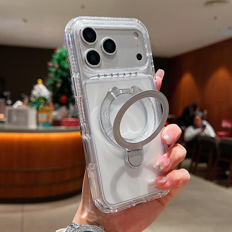 Capa de telemóvel magnética com suporte metálico pivotante transparente, para iPhone 17 Pro Max, para iPhone 17 Pro