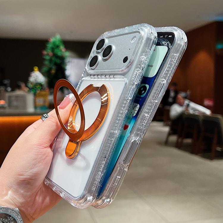 Capa de telemóvel magnética com suporte metálico pivotante transparente, para iPhone 17 Pro Max, para iPhone 17 Pro