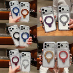 Capa de telemóvel magnética com suporte metálico pivotante transparente, para iPhone 17 Pro Max, para iPhone 17 Pro