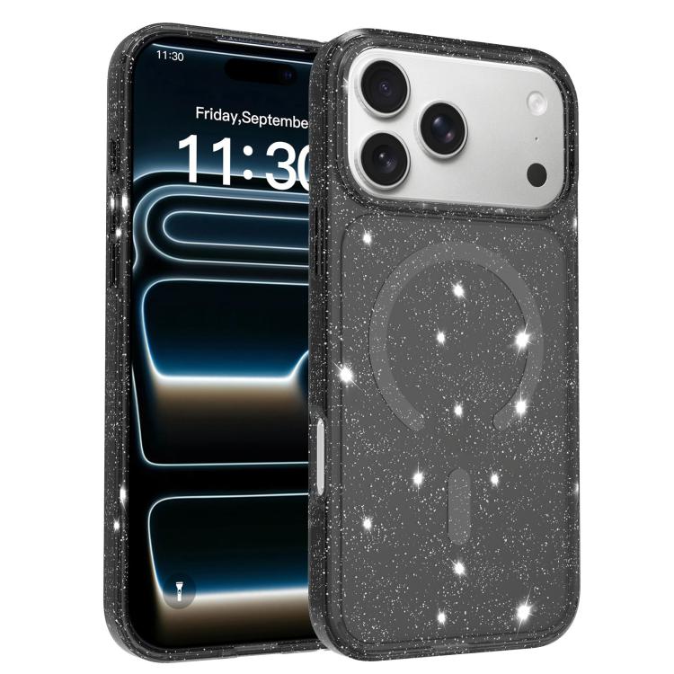 Clear Glitter Magnetic PC Hybrid TPU Phone Case, For iPhone 17 Pro Max, For iPhone 17 Pro, For iPhone 17, For iPhone Air, For iPhone 16 Pro Max, For iPhone 16 Pro, For iPhone 16 Plus, For iPhone 16, For iPhone 15 Pro Max, For iPhone 15 Pro