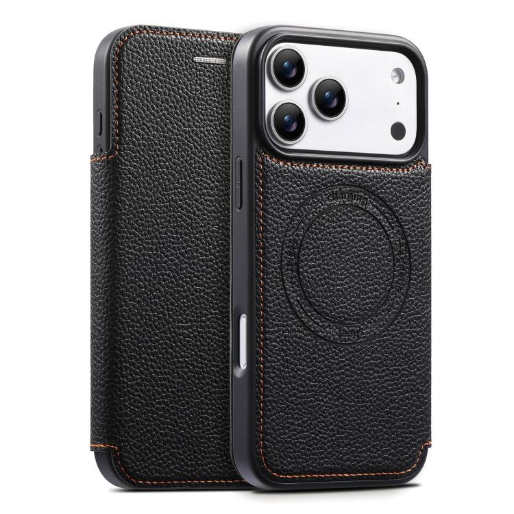 Capa de telemóvel magnética ultra-fina em pele vegana com slot para cartão ESEBLE, Para iPhone 17 Pro Max, Para iPhone 17 Pro, Para iPhone 17, Para iPhone Air