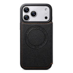 Capa de telemóvel magnética ultra-fina em pele vegana com slot para cartão ESEBLE, Para iPhone 17 Pro Max, Para iPhone 17 Pro, Para iPhone 17, Para iPhone Air