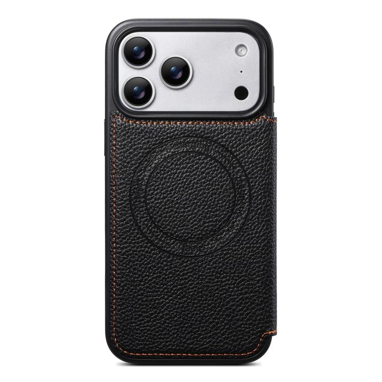 Capa de telemóvel magnética ultra-fina em pele vegana com slot para cartão ESEBLE, Para iPhone 17 Pro Max, Para iPhone 17 Pro, Para iPhone 17, Para iPhone Air