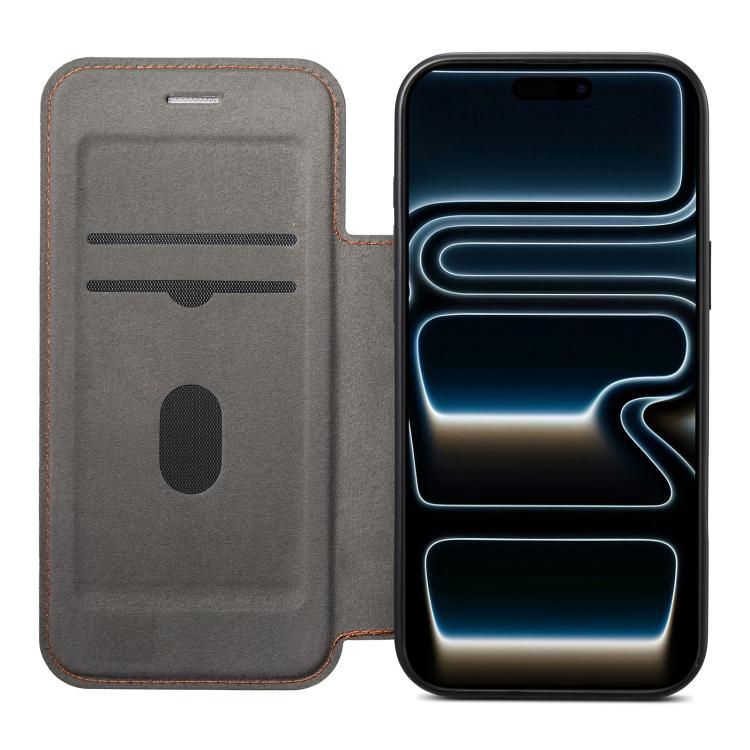 Capa de telemóvel magnética ultra-fina em pele vegana com slot para cartão ESEBLE, Para iPhone 17 Pro Max, Para iPhone 17 Pro, Para iPhone 17, Para iPhone Air