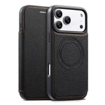Capa de telemóvel magnética ultra-fina em pele vegana com slot para cartão ESEBLE, Para iPhone 17 Pro Max, Para iPhone 17 Pro, Para iPhone 17, Para iPhone Air