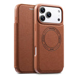 Capa de telemóvel magnética ultra-fina em pele vegana com slot para cartão ESEBLE, Para iPhone 17 Pro Max, Para iPhone 17 Pro, Para iPhone 17, Para iPhone Air
