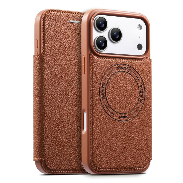Capa de telemóvel magnética ultra-fina em pele vegana com slot para cartão ESEBLE, Para iPhone 17 Pro Max, Para iPhone 17 Pro, Para iPhone 17, Para iPhone Air