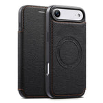 Capa de telemóvel magnética ultra-fina em pele vegana com slot para cartão ESEBLE, Para iPhone 17 Pro Max, Para iPhone 17 Pro, Para iPhone 17, Para iPhone Air