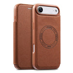 Capa de telemóvel magnética ultra-fina em pele vegana com slot para cartão ESEBLE, Para iPhone 17 Pro Max, Para iPhone 17 Pro, Para iPhone 17, Para iPhone Air