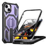 Capa para telemóvel anti-impactos com suporte metálico oculto magnético, Para iPhone 15 Pro Max, Para iPhone 15 Pro, Para iPhone 15 Plus / 14 Plus, Para iPhone 15, Para iPhone 14 / 13, Para iPhone 14 Pro, Para iPhone 14 Pro Max, Para iPhone 13 Pro Max