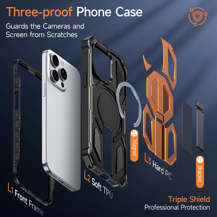 Capa para telemóvel anti-impactos com suporte metálico oculto magnético, Para iPhone 15 Pro Max, Para iPhone 15 Pro, Para iPhone 15 Plus / 14 Plus, Para iPhone 15, Para iPhone 14 / 13, Para iPhone 14 Pro, Para iPhone 14 Pro Max, Para iPhone 13 Pro Max