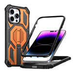 Capa para telemóvel magnética resistente a choques com suporte metálico oculto, para iPhone 13 Pro