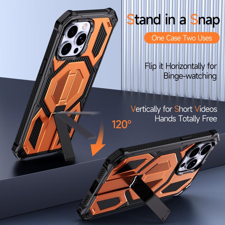 Capa para telemóvel magnética resistente a choques com suporte metálico oculto, para iPhone 13 Pro
