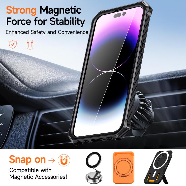 Capa para telemóvel magnética resistente a choques com suporte metálico oculto, para iPhone 13 Pro