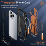 Capa para telemóvel magnética resistente a choques com suporte metálico oculto, para iPhone 13 Pro