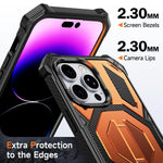 Capa para telemóvel magnética resistente a choques com suporte metálico oculto, para iPhone 13 Pro