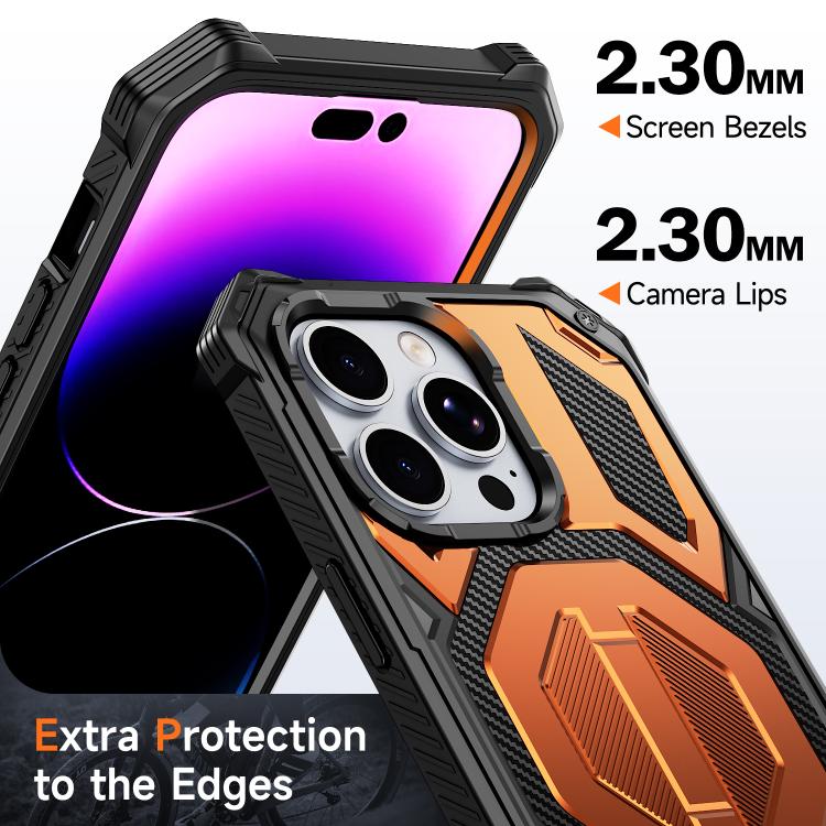 Capa para telemóvel magnética resistente a choques com suporte metálico oculto, para iPhone 13 Pro