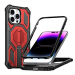 Capa para telemóvel magnética resistente a choques com suporte metálico oculto, para iPhone 13 Pro