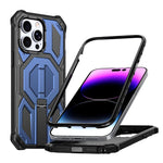 Capa para telemóvel magnética resistente a choques com suporte metálico oculto, para iPhone 13 Pro