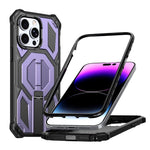Capa para telemóvel magnética resistente a choques com suporte metálico oculto, para iPhone 13 Pro