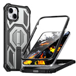 Capa para telemóvel anti-impactos com suporte metálico oculto magnético, Para iPhone 15 Pro Max, Para iPhone 15 Pro, Para iPhone 15 Plus / 14 Plus, Para iPhone 15, Para iPhone 14 / 13, Para iPhone 14 Pro, Para iPhone 14 Pro Max, Para iPhone 13 Pro Max