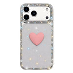 Capa de telemóvel com coração de amor IMD de dupla face com pedras brilhantes Flash, para iPhone 17e / 16e, para iPhone 17 Pro Max, para iPhone 17 Pro, para iPhone 17, para iPhone Air