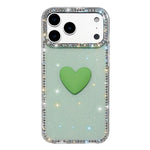 Capa de telemóvel com coração de amor IMD de dupla face com pedras brilhantes Flash, para iPhone 17e / 16e, para iPhone 17 Pro Max, para iPhone 17 Pro, para iPhone 17, para iPhone Air
